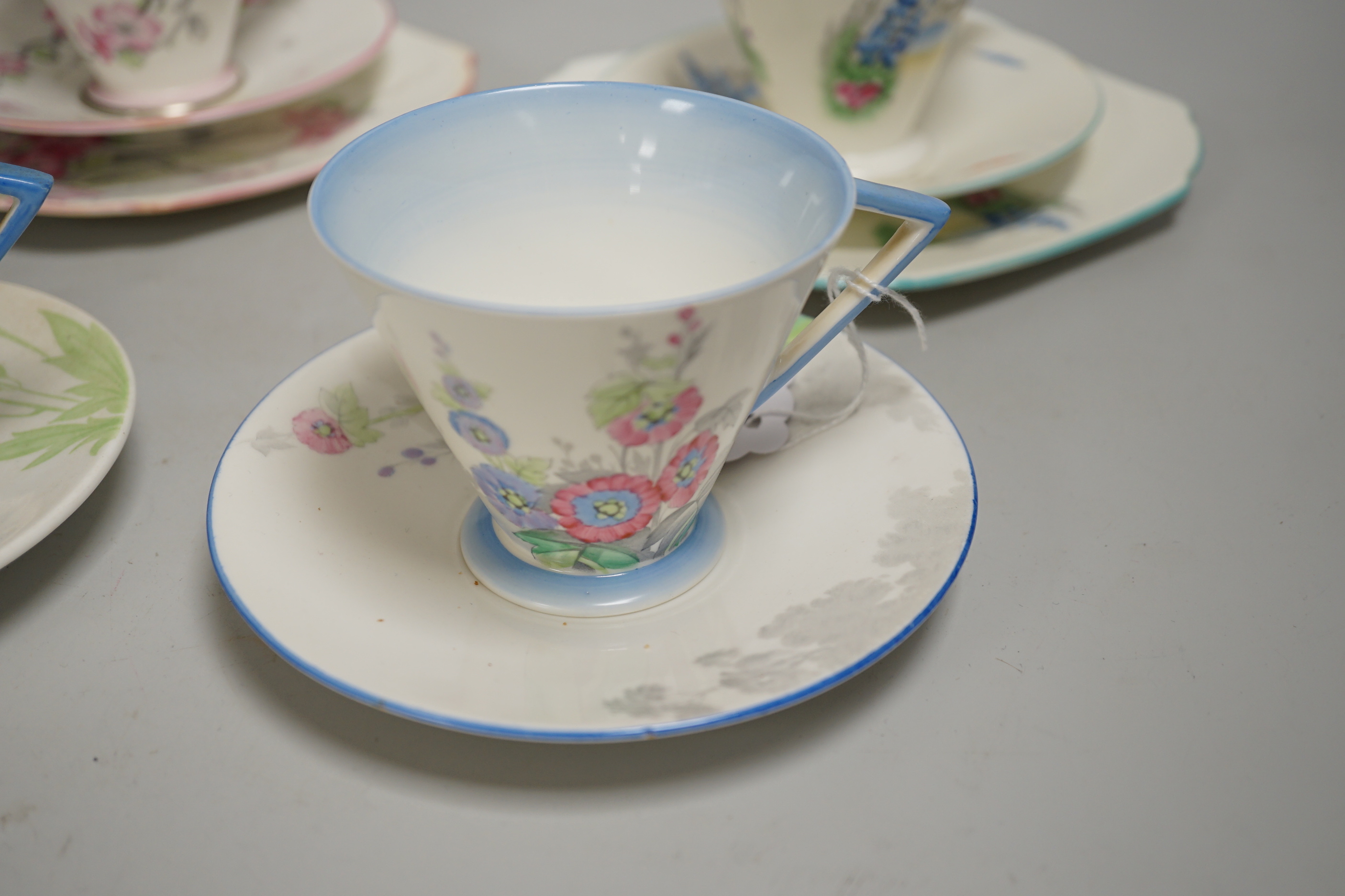 Two Shelley trios and two cups and saucers